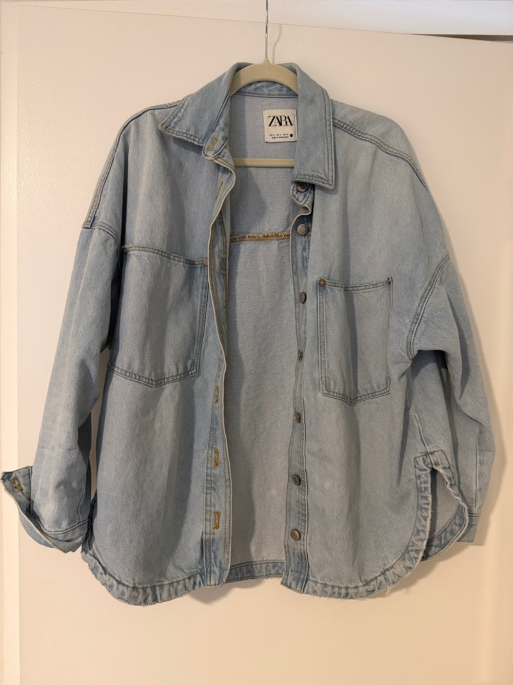Zara Pale Blue Oversized Denim Shacket